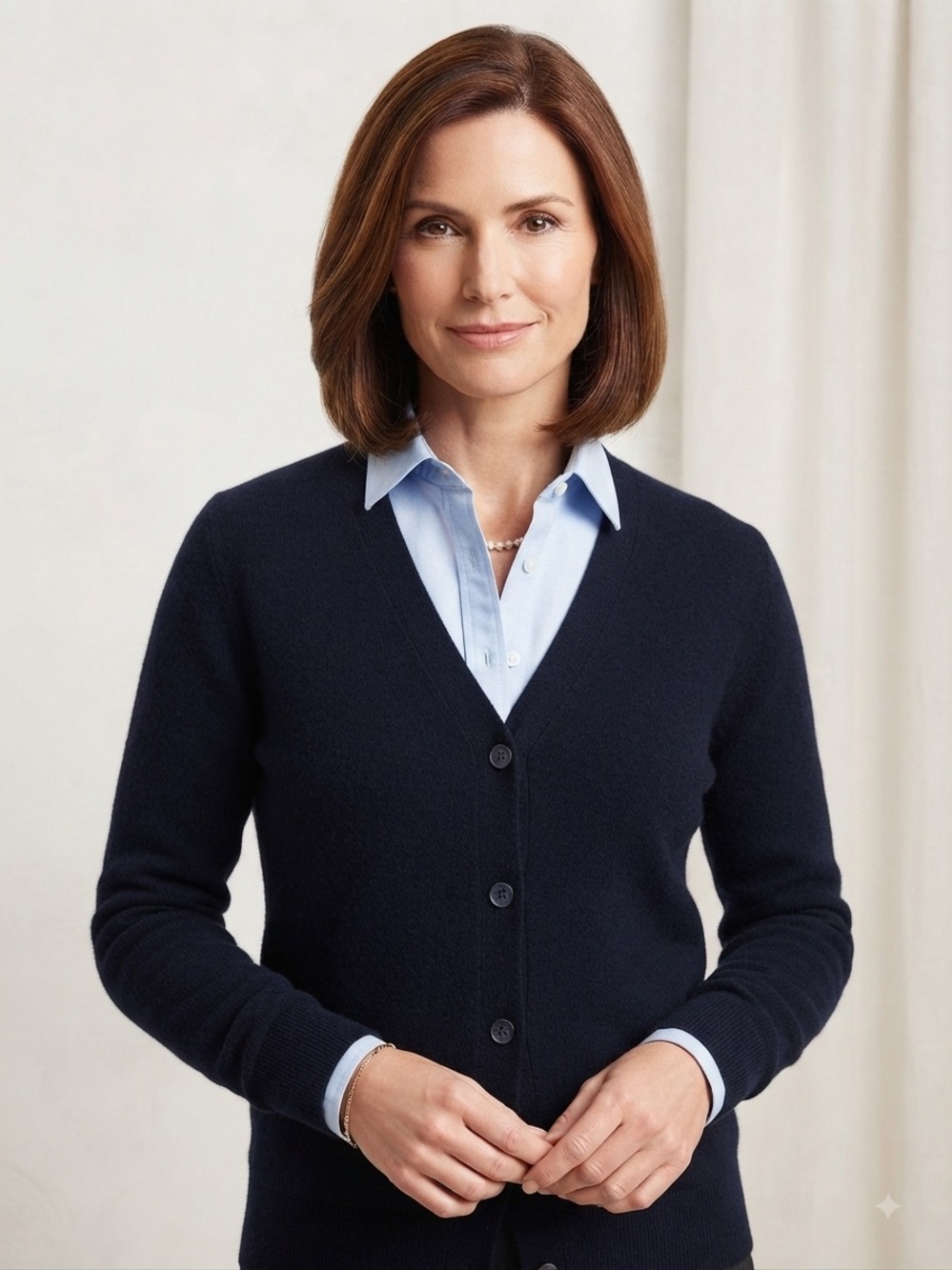 J. Crew Navy V-Neck Button Classic Preppy Wool Cardigan